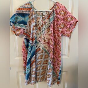 Sundance Aztec print embroidered tunic / cover up